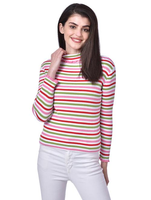 turtle neck striped pullover - 18107424 - Very Small Image - 1