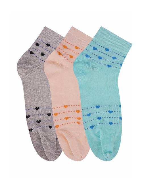 low ankle length cotton heart pattern thumb socks (pack of 3) - 18107793 - Very Small Image - 1