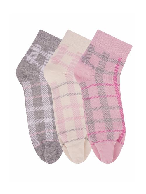 low ankle length cotton plaid pattern thumb socks (pack of 3) - 18107797 - Very Small Image - 1