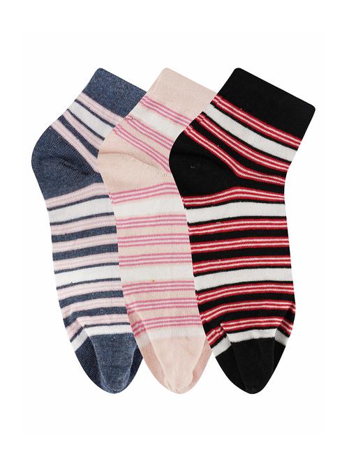 low ankle length cotton stripes pattern thumb socks (pack of 3) - 18107800 - Very Small Image - 1