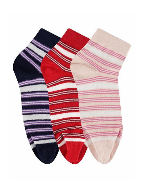 low ankle length cotton stripes pattern thumb socks (pack of 3) - 18107801 - Very Small Image - 1
