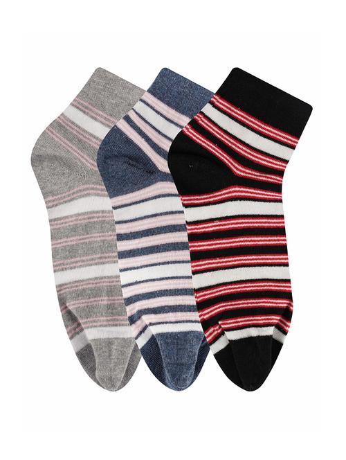 low ankle length cotton stripes pattern thumb socks (pack of 3) - 18107802 - Very Small Image - 1