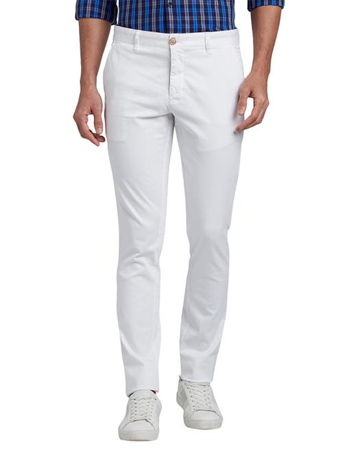 white solid flat front casual trouser - 18107995 - Very Small Image - 1