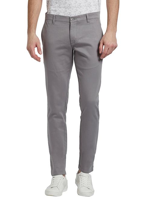 grey solid blend flat front casual trouser - 18108005 - Very Small Image - 1