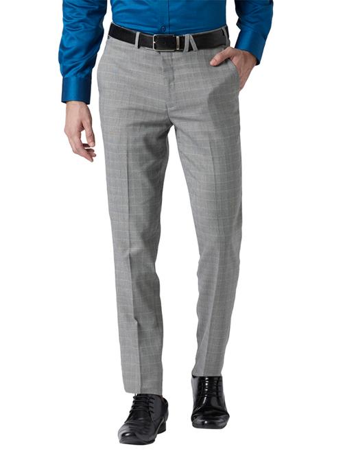 grey checks men's casual pant - 18108062 - Very Small Image - 1