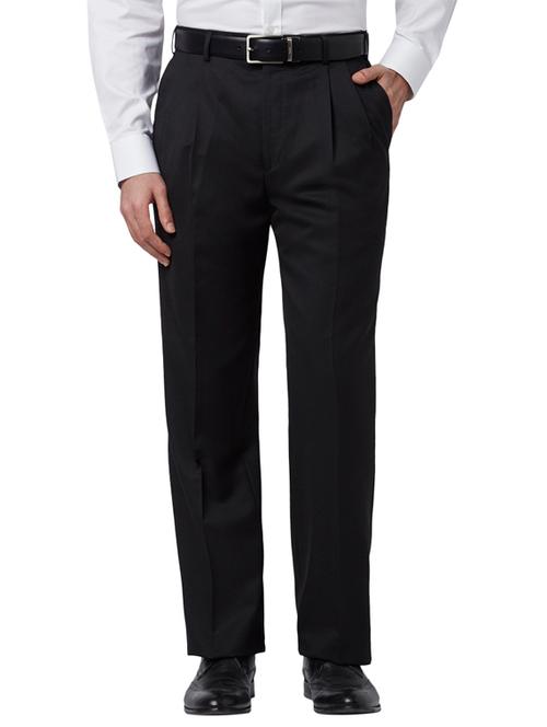 black solid men's casual pant - 18108091 - Very Small Image - 1