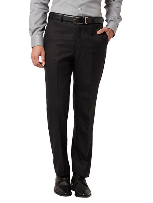 black color solid formal pant - 18108140 - Very Small Image - 1