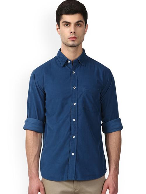 blue solid casual shirt - 18108324 - Very Small Image - 1