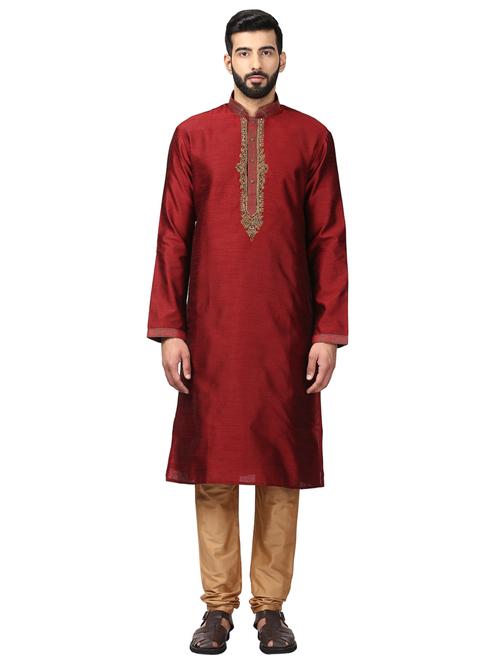 red polyester kurta - 18108339 - Very Small Image - 1