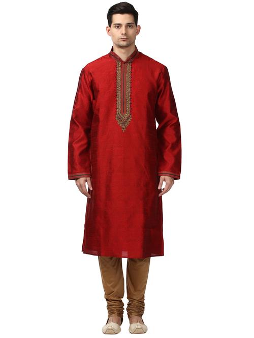 red polyester kurta - 18108347 - Very Small Image - 1