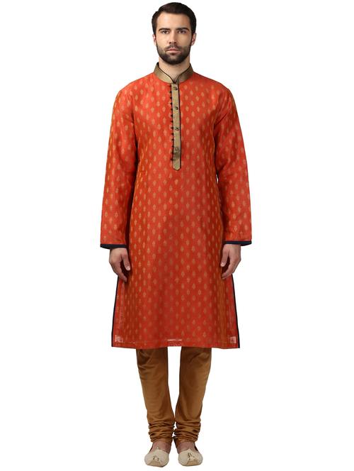 orange polyester kurta - 18108368 - Very Small Image - 1