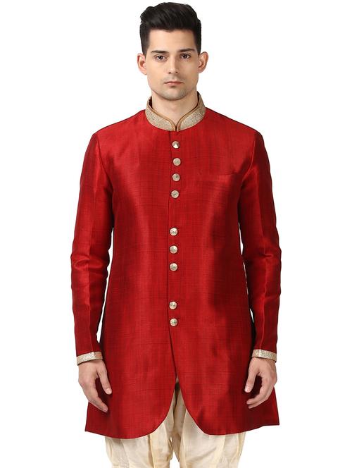 red polyester kurta - 18108407 - Very Small Image - 1