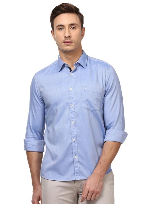 blue solid casual shirt - 18108627 - Very Small Image - 1