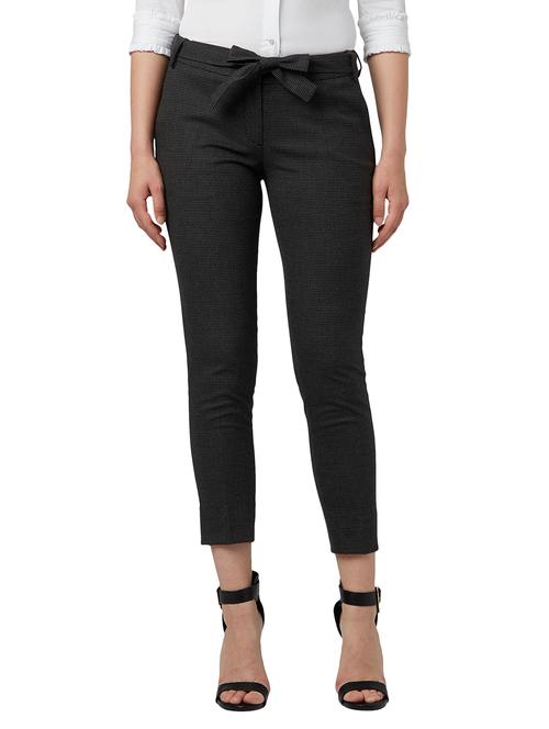 tie front checkered flat front trouser - 18108865 - Very Small Image - 1