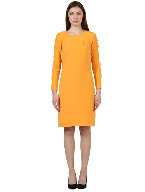 scallop detail solid sheath dress - 18108894 - Very Small Image - 1