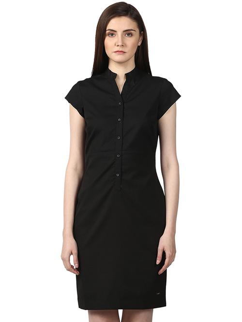 mandarin neck solid sheath dress - 18108895 - Very Small Image - 1