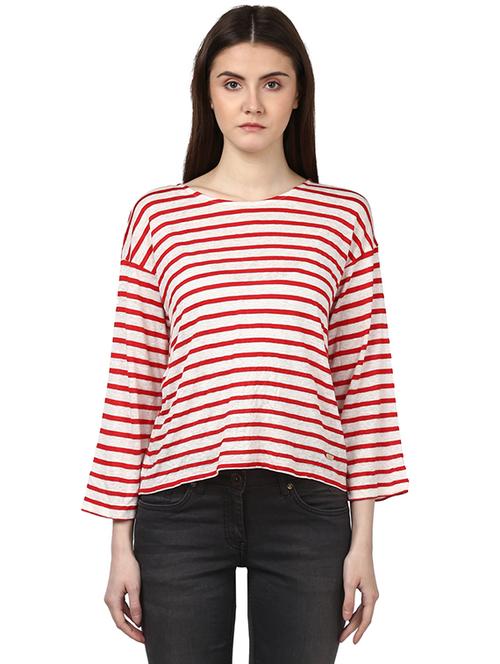 lace detail striped tee - 18108944 - Very Small Image - 1