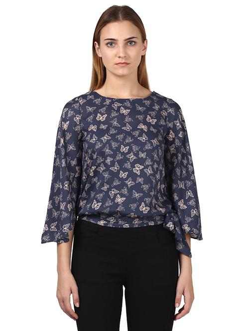 tie up waist printed top - 18108957 - Very Small Image - 1