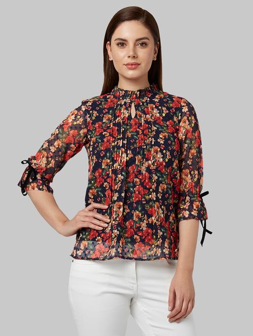 keyhole neck floral top - 18108965 - Very Small Image - 1