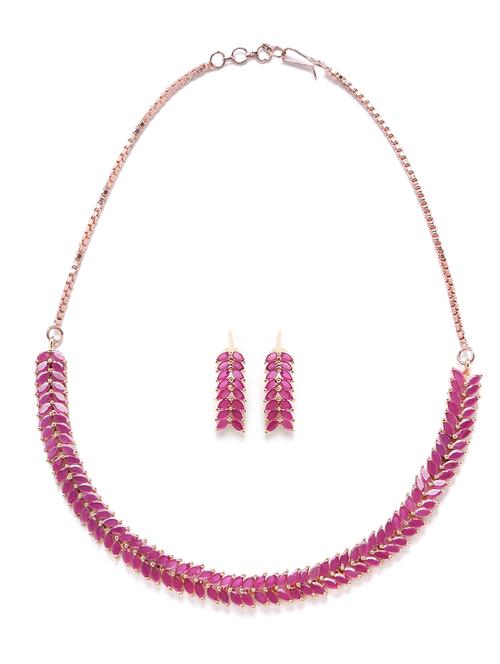 ruby american diamond gold plated set - 18109381 - Very Small Image - 1