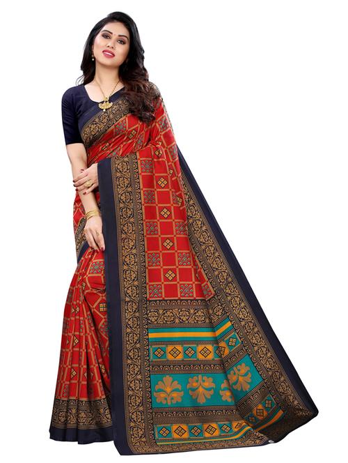 green silk blend printed saree with blouse - 18109680 - Very Small Image - 1