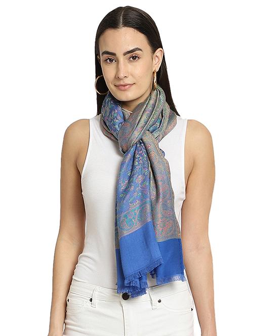 blue pure silk shawl - 18109755 - Very Small Image - 1