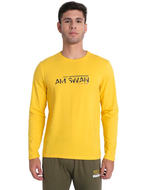 yellow typography chest print t-shirt - 18109871 - Very Small Image - 1