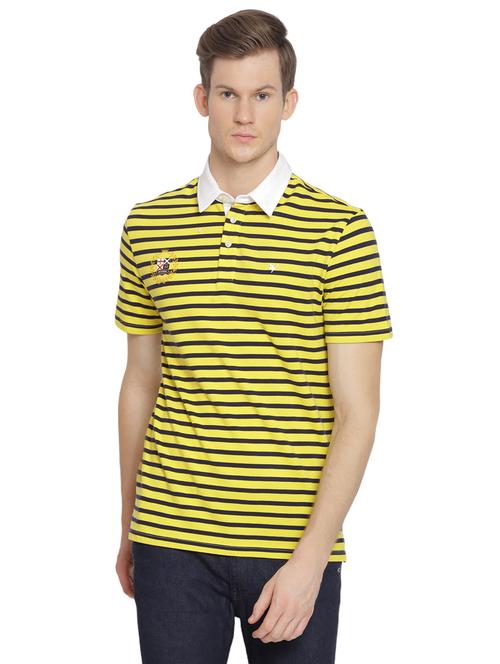 yellow striped polo t-shirt - 18110038 - Very Small Image - 1