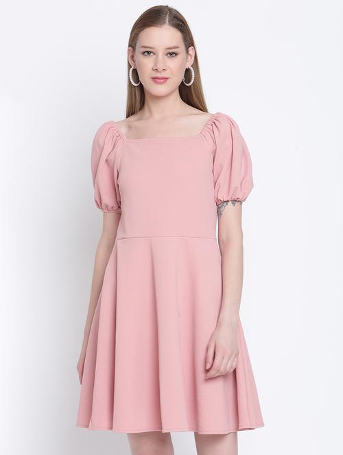 pink polyester aline dress - 18110213 - Very Small Image - 1