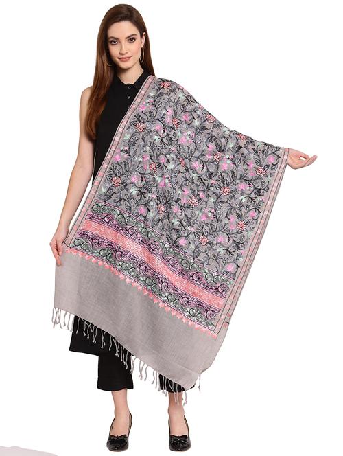 grey wool shawl - 18110403 - Very Small Image - 1