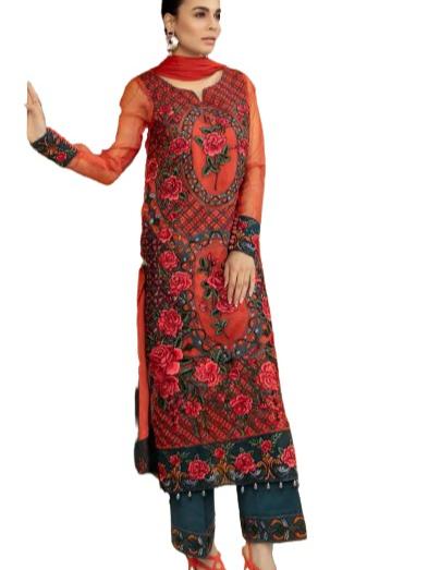 net embroidered party wear suit - 18110982 - Very Small Image - 1