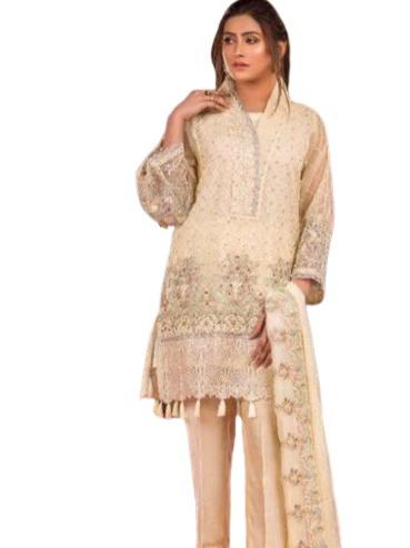georgette embroidered semi-stitched suit - 18111161 - Very Small Image - 1