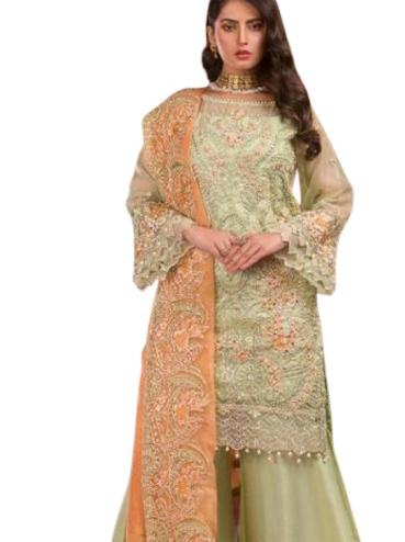 georgette embroidered semi-stitched suit - 18111162 - Very Small Image - 1