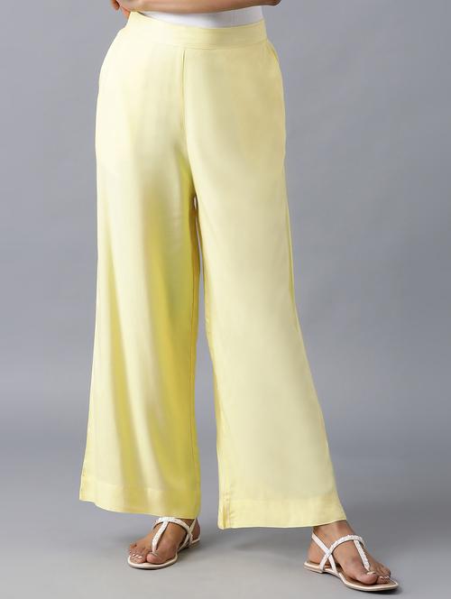 yellow viscose straight palazzo - 18111717 - Very Small Image - 1