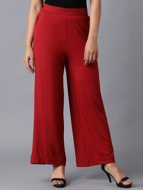 red viscose straight palazzo - 18111724 - Very Small Image - 1