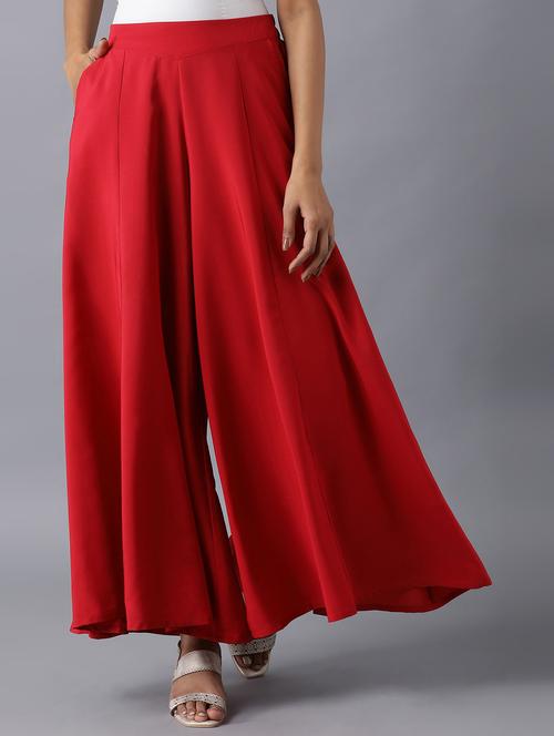 red flared palazzo - 18111747 - Very Small Image - 1