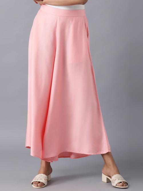 pink viscose flared palazzo - 18111752 - Very Small Image - 1