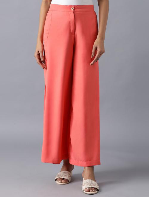 coral solid flared palazzo - 18111755 - Very Small Image - 1