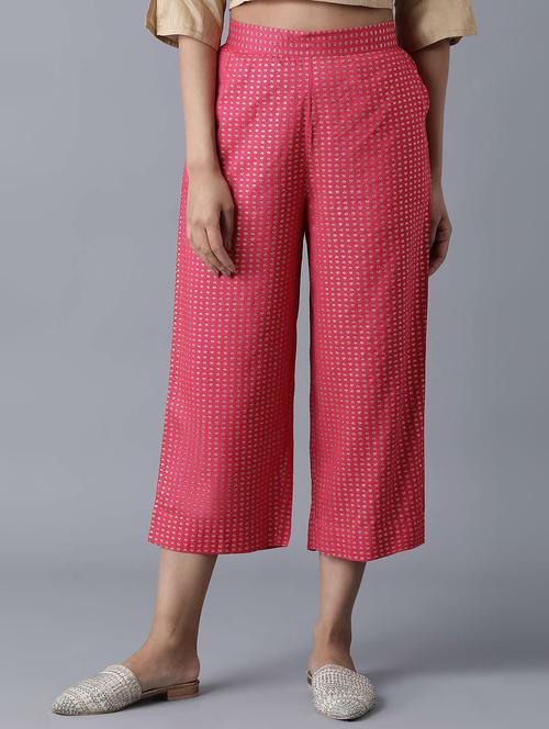 pink printed cullottes palazzo - 18111768 - Very Small Image - 1