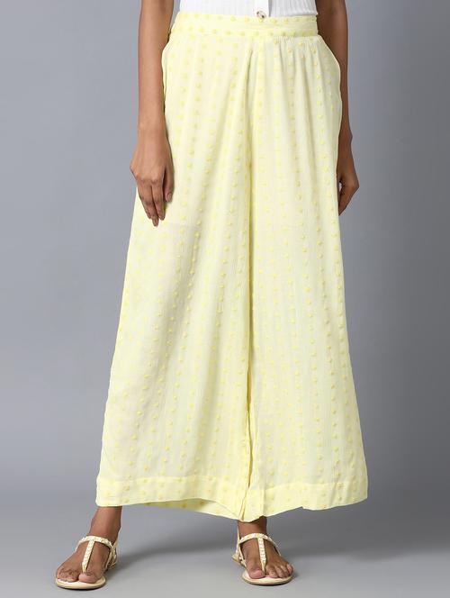 yellow viscose straight palazzo - 18111799 - Very Small Image - 1