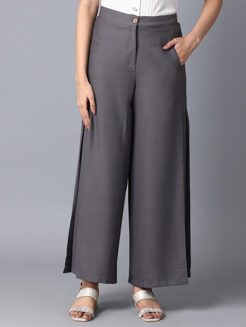grey straight palazzo - 18111825 - Very Small Image - 1