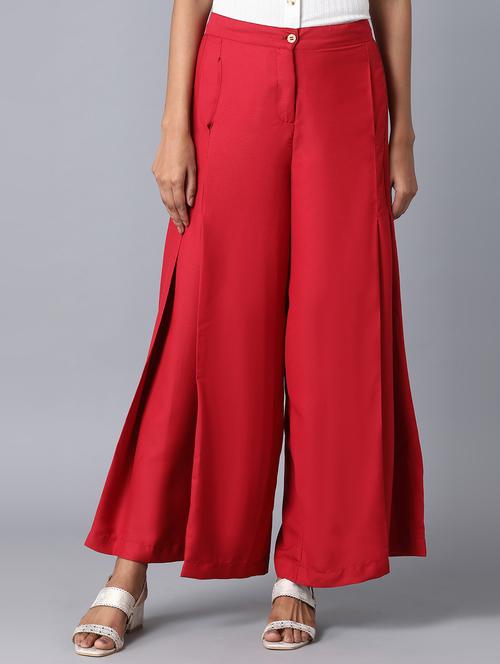 red straight palazzo - 18111830 - Very Small Image - 1