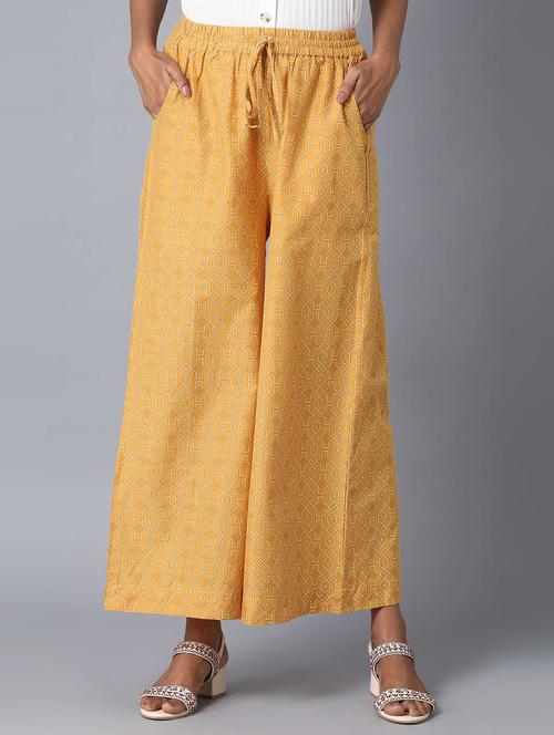 gold printed straight palazzo - 18111839 - Very Small Image - 1