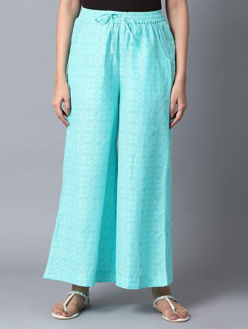 turquoise solid straight palazzo - 18111840 - Very Small Image - 1