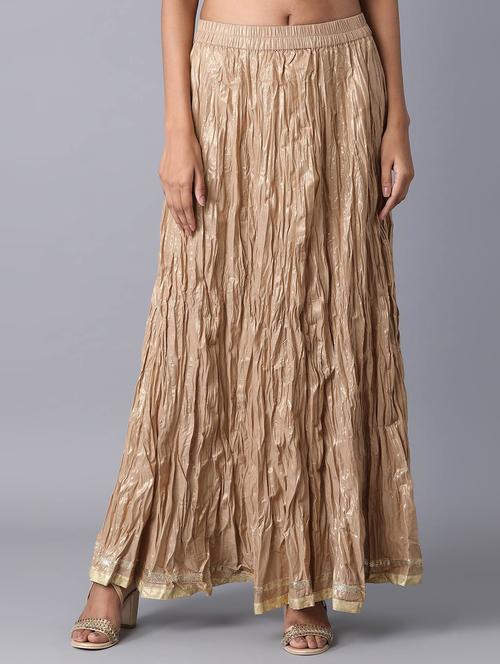 gold cotton flared skirt - 18111899 - Very Small Image - 1