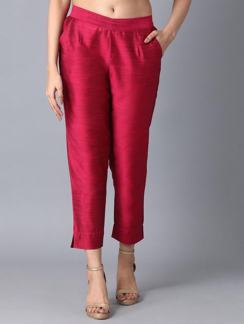 pink viscose straight tapered pant - 18112004 - Very Small Image - 1