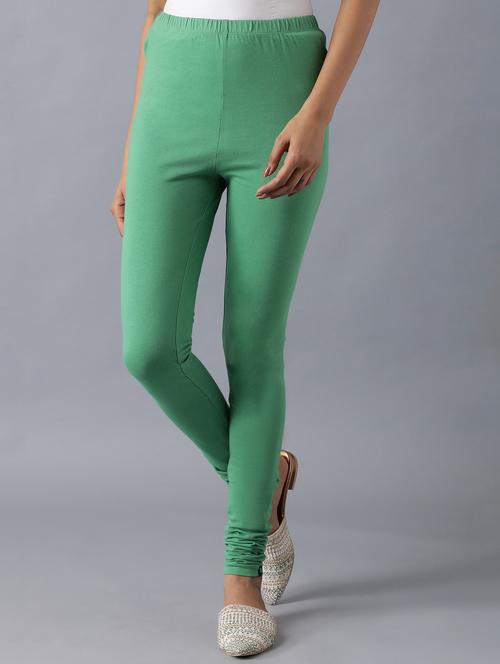 green cotton churidar churidars & leggings - 18112085 - Very Small Image - 1