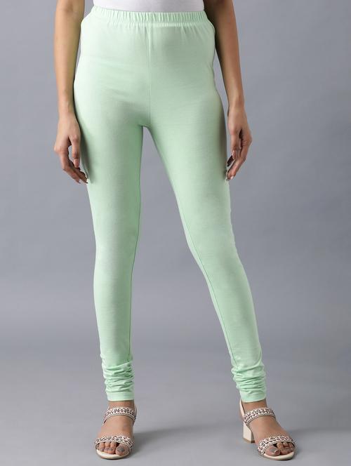 green cotton churidar churidars & leggings - 18112088 - Very Small Image - 1