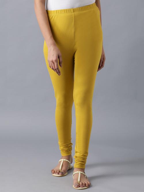 yellow cotton churidar churidars & leggings - 18112096 - Very Small Image - 1