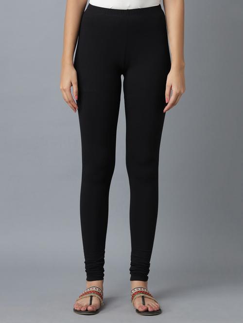 black cotton churidar churidars & leggings - 18112125 - Very Small Image - 1